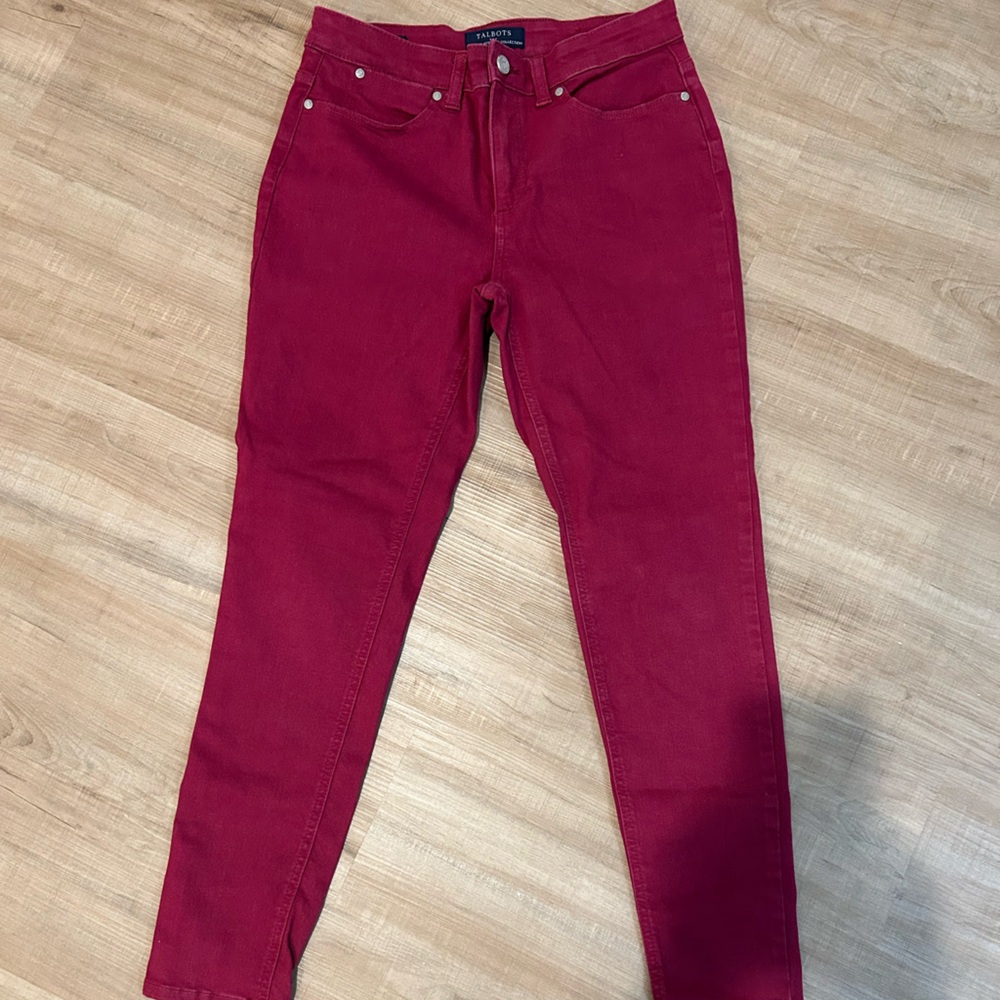 Talbots Women's Vibrant Burgundy Straight Leg Jeans